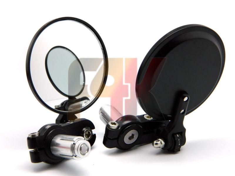 Aluminum black round foldable 7/8" 22mm handle bar end mirrors for honda yamaha