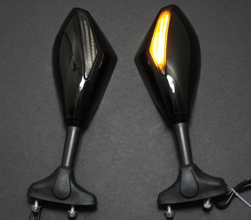 Motorcycle led turn signals integrated indicator rearview racing mirrors smoke