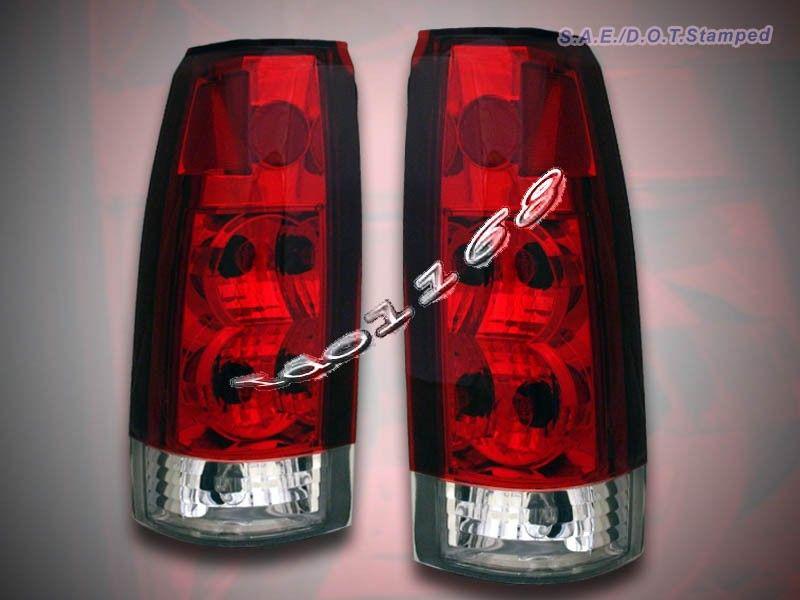 88-99 gmc chevy full size sierra 92-99 tahoe yukon tail lights red clear