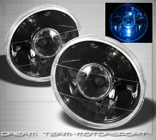 7" diamond cut round black housing crystal projector head lights lamps+h4 bulbs