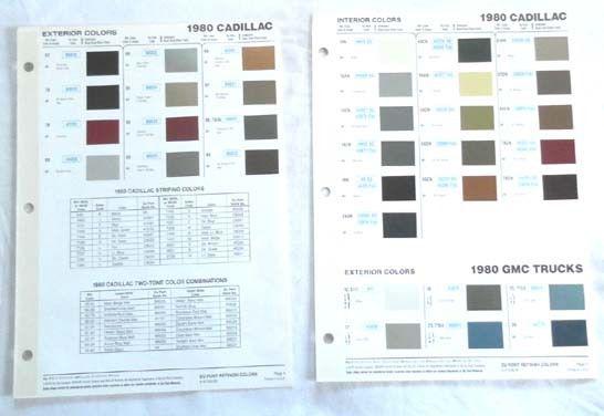 1980 cadillac dupont color paint chip chart all models original 