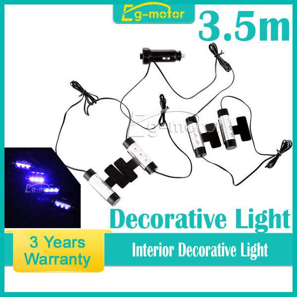 4x 3 led car 12v glow interior romantic decorative atmosphere neon light lamp