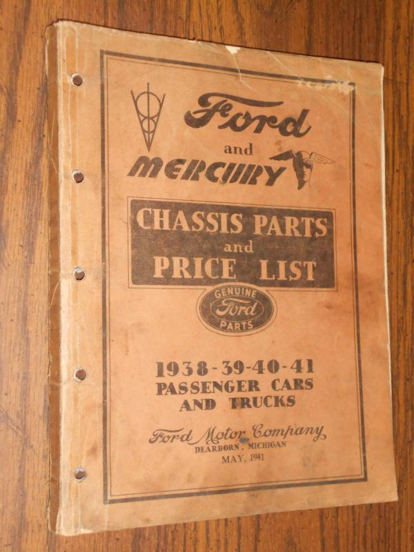 1938-1941 ford & mercury car / truck parts & accessories catalog / original book