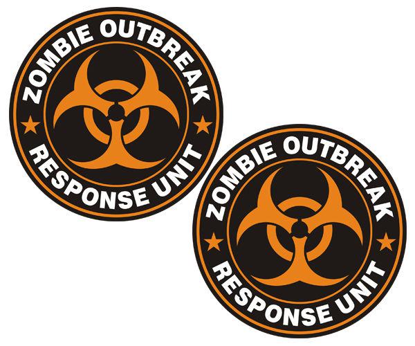 Zombie response unit decal set 3"x3" orange zombies outbreak team sticker u5ab