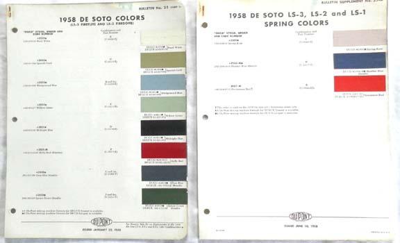 1958 desoto ppg and dupont color paint chip chart all models original mopar 