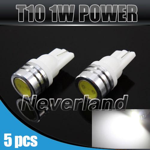 5pcs t10 194 168 w5w 1w 12v dc car white smd led light hid bulbs