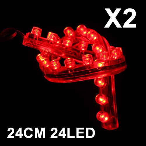 2x 12v 24cm 24 led strip car auto flexible grill light lamp bulb red