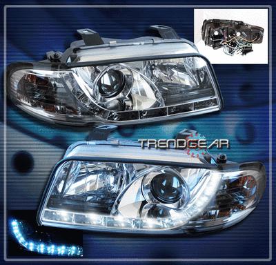 96 97 98 99 audi a4 s4 b5 drl r8 led projector headlights lamp chrome base avant