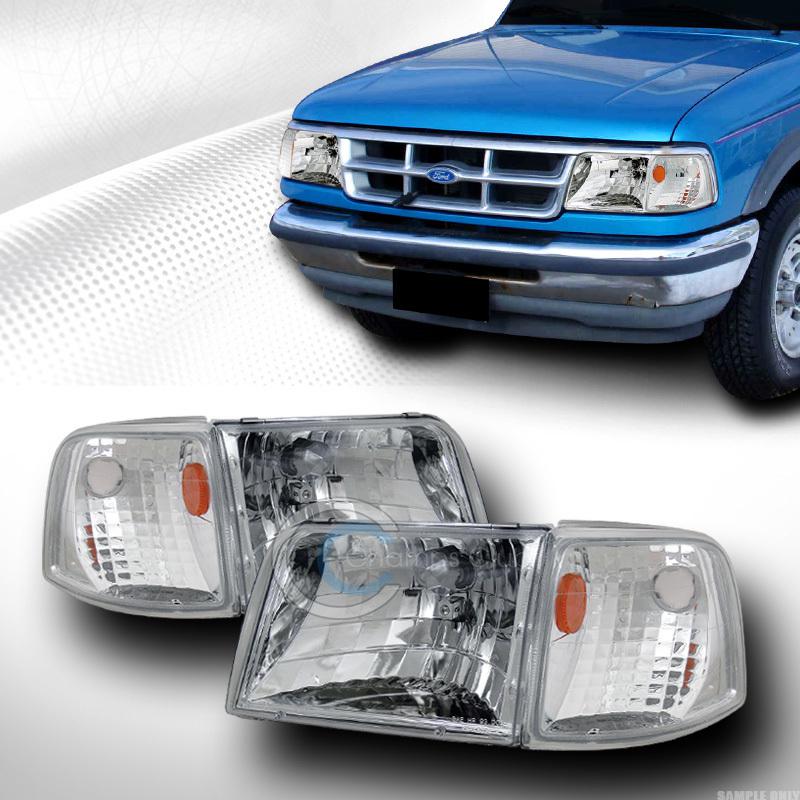 Chrome head lights+signal parking corner lamps amber ks 93-97 ford ranger truck