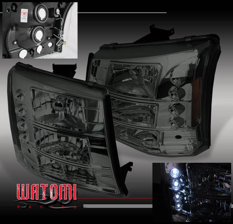 03-06 silverado led headlight +bumper light smoke 04 05