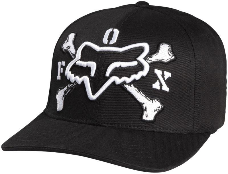 Fox qualified black fitted flexfit medium profile hat cap hats mx 2014 white