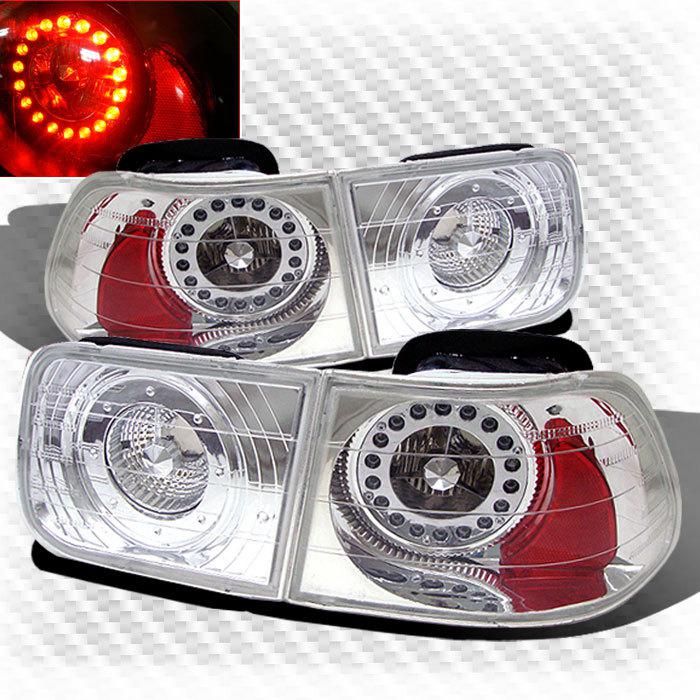 96-00 civic 2dr chrome altezza style led ring tail lights rear brake lamps