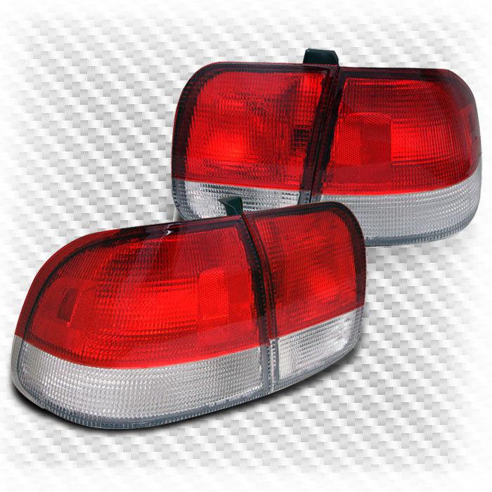 96-98 honda civic 4 door red clear altezza tail lights rear brake lamp pair set