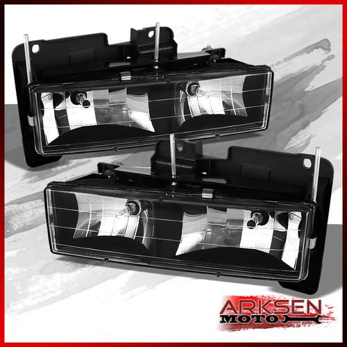 94-98 gmc yukon suburban sierra black replacement headlights lamp pair new set