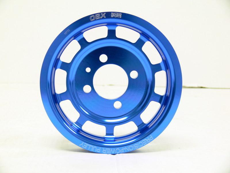 Obx crank pulley mitsubishi evolution 8 9 viii ix blue