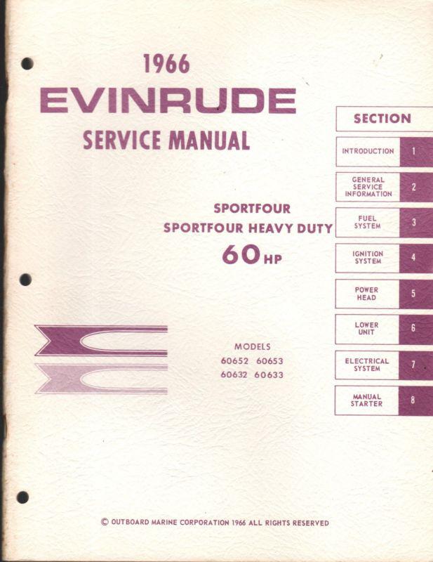 1966 evinrude outboard motor 60 hp sportfour service manual (934)