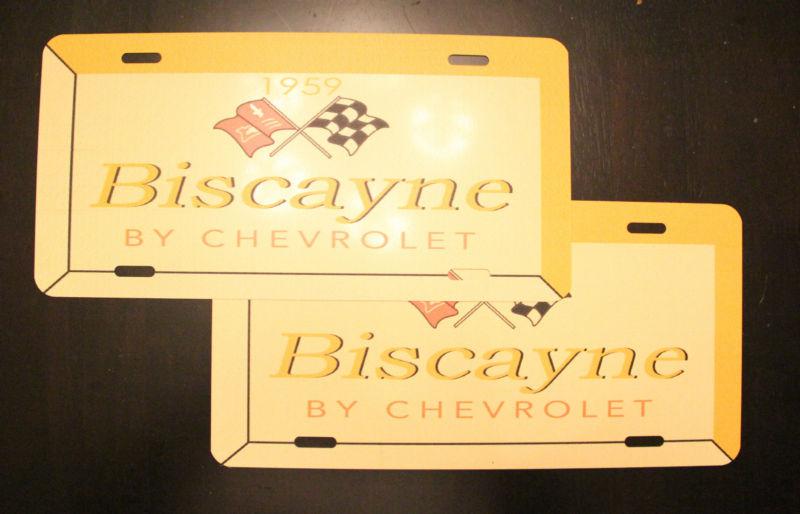 1959 chevrolet biscayne dealer promo showroom license plate set