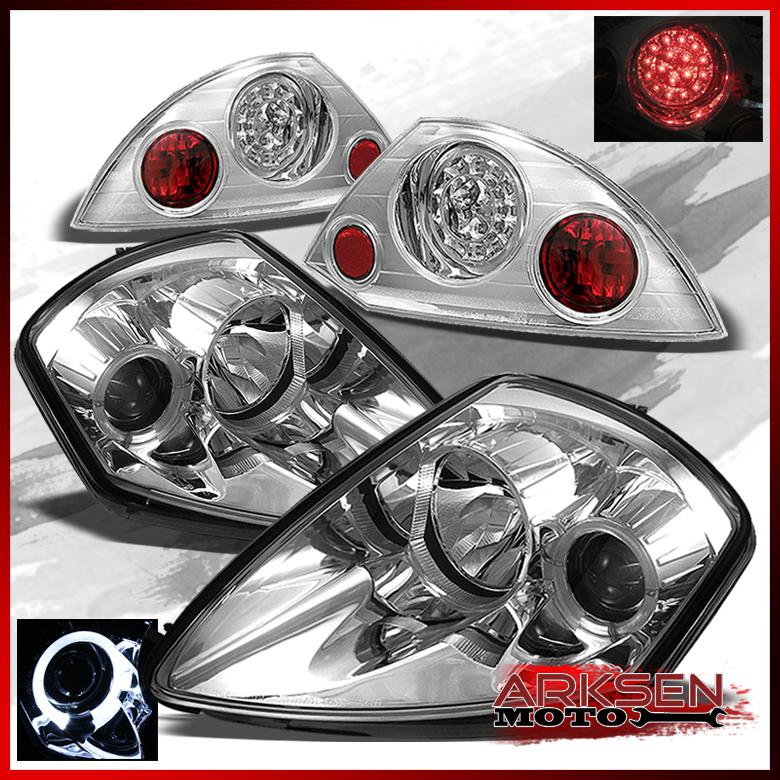 00-05 eclipse ccfl halo chrome projector headlights+chrome led tail lights set