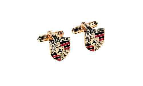 Porsche design driver selection sterling silver gold plated crest cuff links set