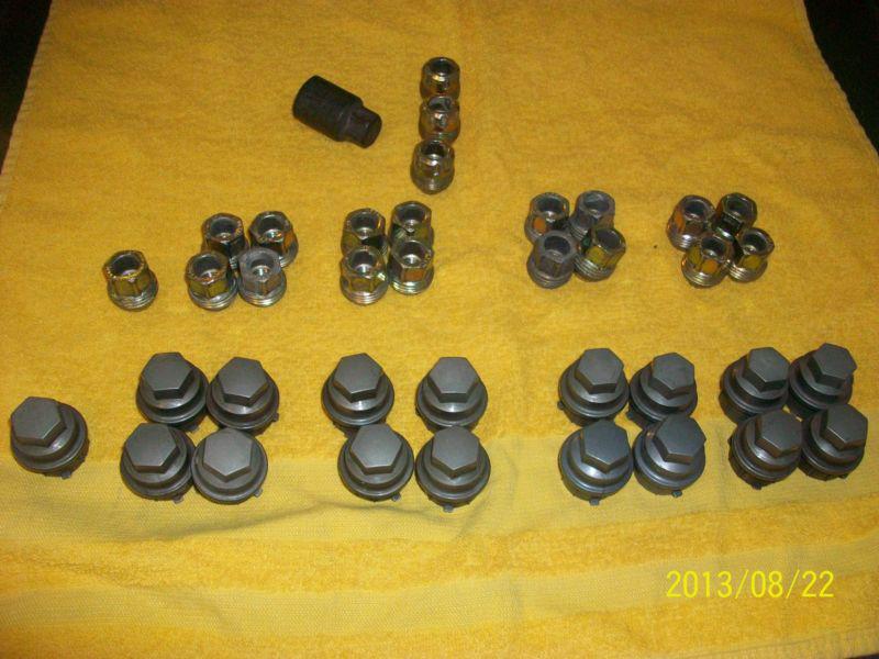 Lug nuts, caps, locking nuts and key