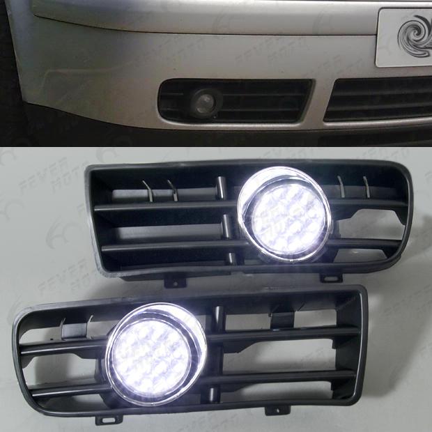 Fm led fog lamp light front bumper grille kit 2 pcs for 1999-2004 vw golf mk4