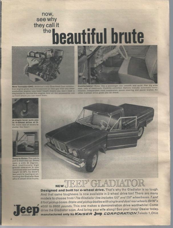 1963 jeep gladiator pickup magazine ad rat rod hot rod kustom
