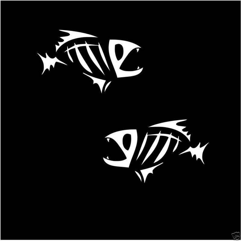 Skeleton fish set vinyl decal sticker window car fishing boat 5"