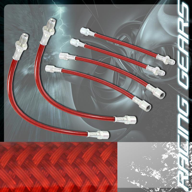 Bmw e30 3-series  318 320 325 red front+rear stainless steel hose brake lines