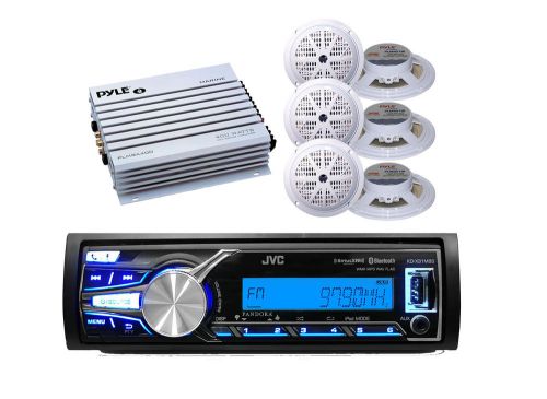 Marine in dash jvc aux usb am/fm bluetooth radio, 6 x 5.25&#034; speakers, 400w amp