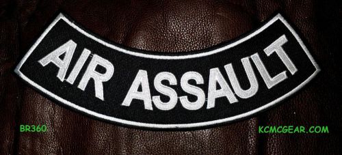 Air assault white iron and sew on bottom rocker patch for biker jacket br360sk