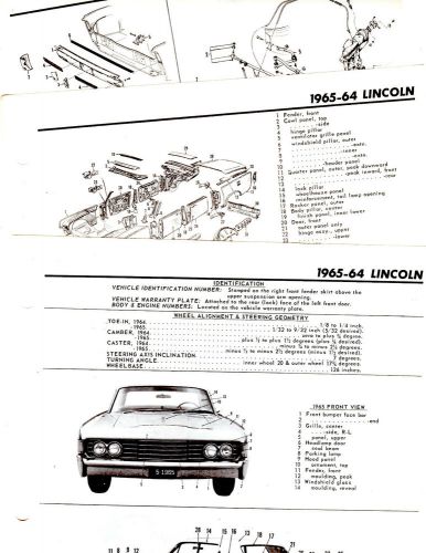 1964 1965 lincoln motor&#039;s original body parts list frame crash illustrations