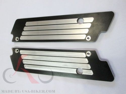 Black billet cnc aluminum  saddlebags latch cover face 4 harley touring 93-13