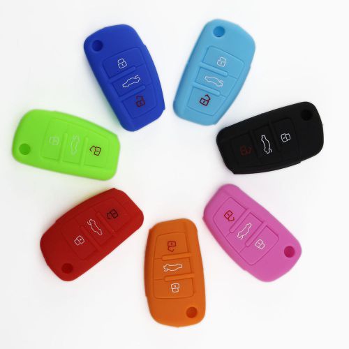 3 button holder shell key case cover for  car silicone audi flip remote key