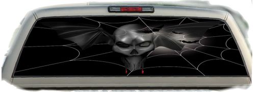 Skull bat wings #02 rear window graphic tint truck stickers decals