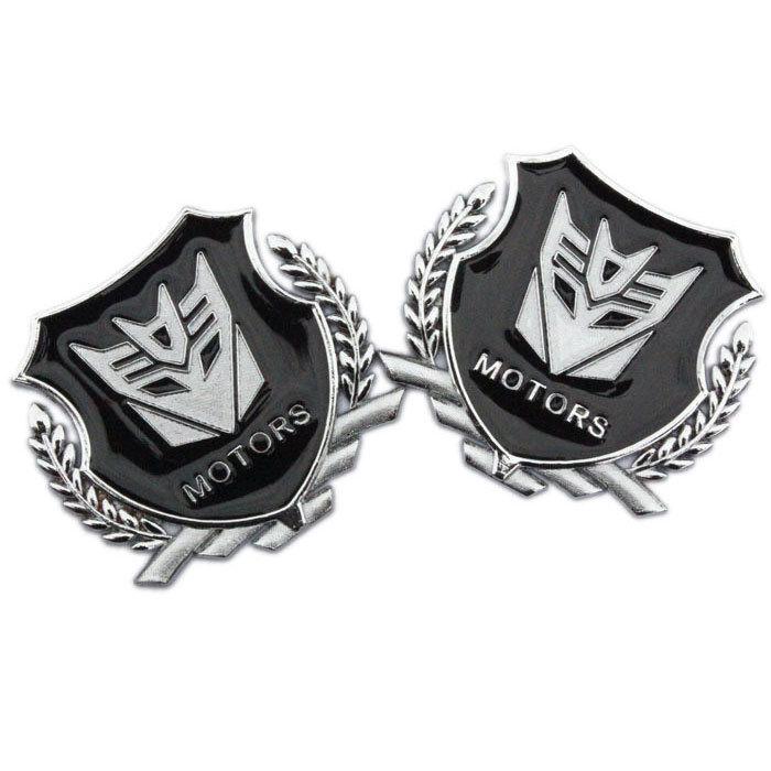 2 x silver wheat  metal transformers decepticons emblem badge decal car sticker