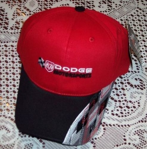 Brand new dodge motorsports nascar racing red black silver embroidered hat/cap!