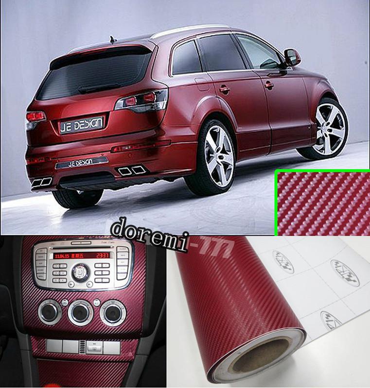 8" x 60" 3d carbon fibre vinyl vehicle wrap sticker sheet purplish red air free