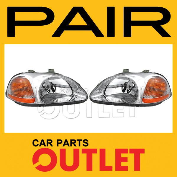 1996-1998 civic lx pair headlamp turn signal side marker new molded lens housing