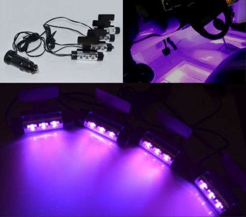 4pc 3 pink led car charge 12v glow interior decorative atmosphere light new