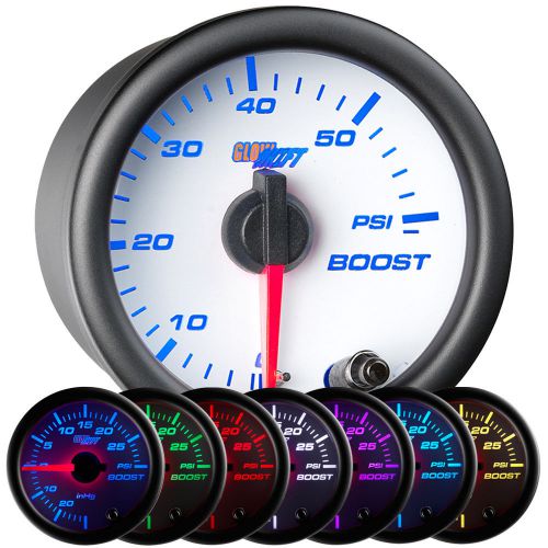 52mm glowshift white 7 color led diesel turbo boost 60 psi gauge w. clear lens