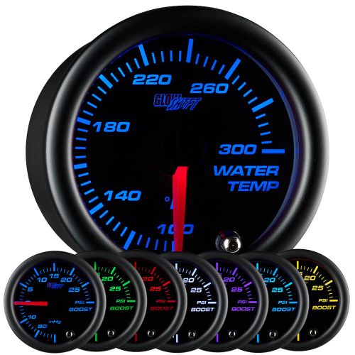 Glowshift 52mm black 7 color led water coolant temperature temp gauge meter - °f