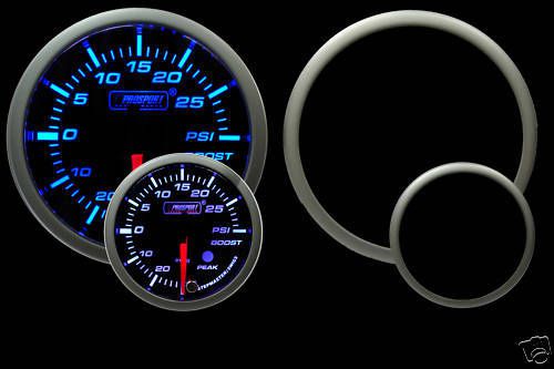 Electric boost gauge -blue/white 52mm peak/warning