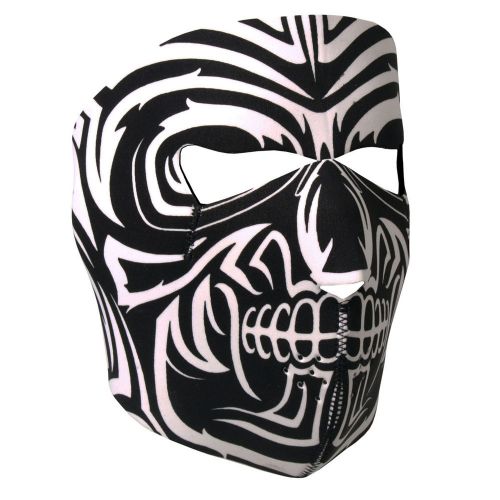 Black white skull full face mask motorcycle paintball snowboard zebra ski biker