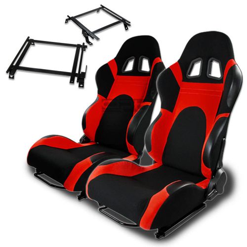 Type-6 racing seat black red woven+silder+for 02-06 acura rsx dc5 k20 bracket x2