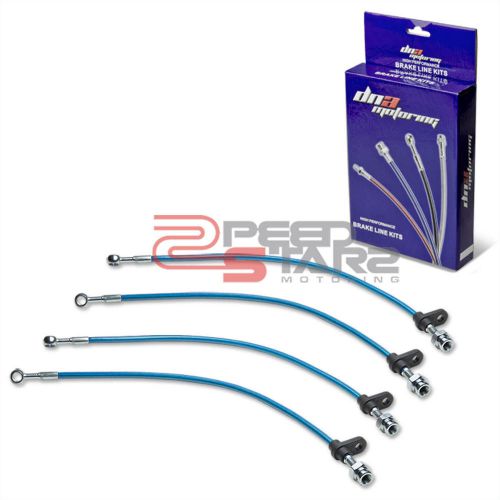 Honda/acura tsx/rsx/accord blue pvc stainless hose brake lines/cable front+rear