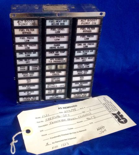 Aircraft instrument avionics annunciator warning light panel 5883506-503