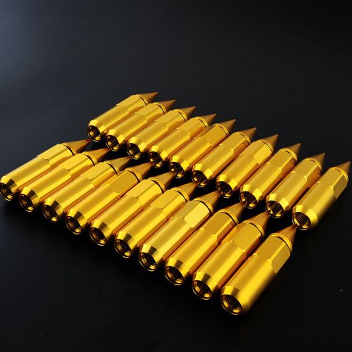 Hot 20pcs spiked gold plated extended lug nuts for car wheel rims 90mm repair