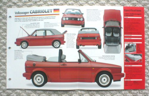 Vw cabriolet convertible imp brochure: 1990,1991,1992,1993