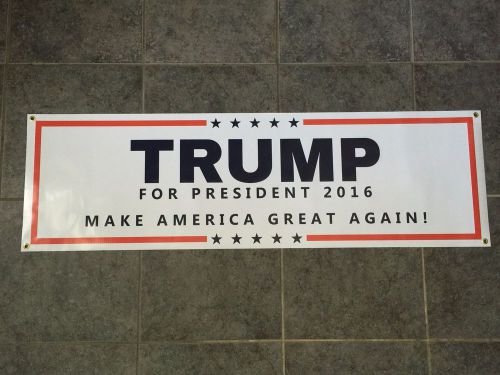 Trump president 2016 banner sign fence wall rally election gop republican usa