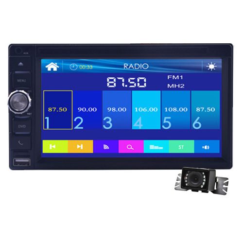 Double 2din car cd dvd player in dash ipod bluetooth stereo radio mp3 usb sd+cam